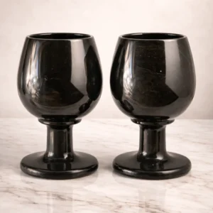 Black onyx stone drink glass set