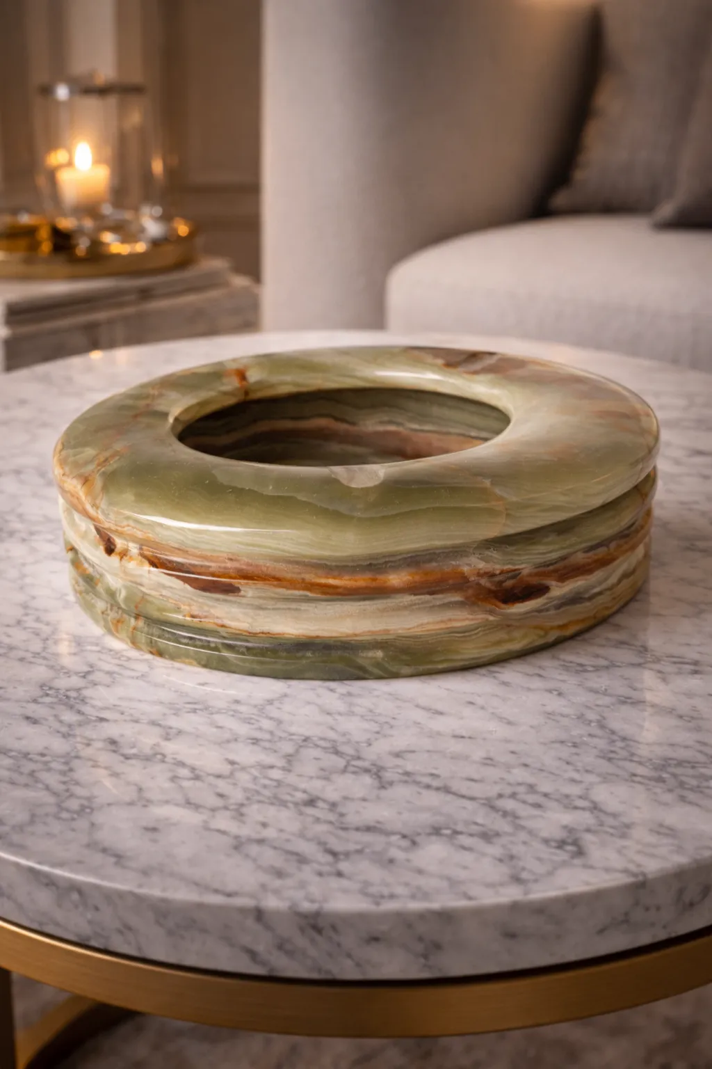Green onyx stone ashtray