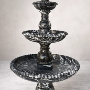 Black marble multi tier garden water fountain