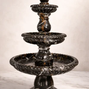 Black marble multi tier water fountain with natural golden veins