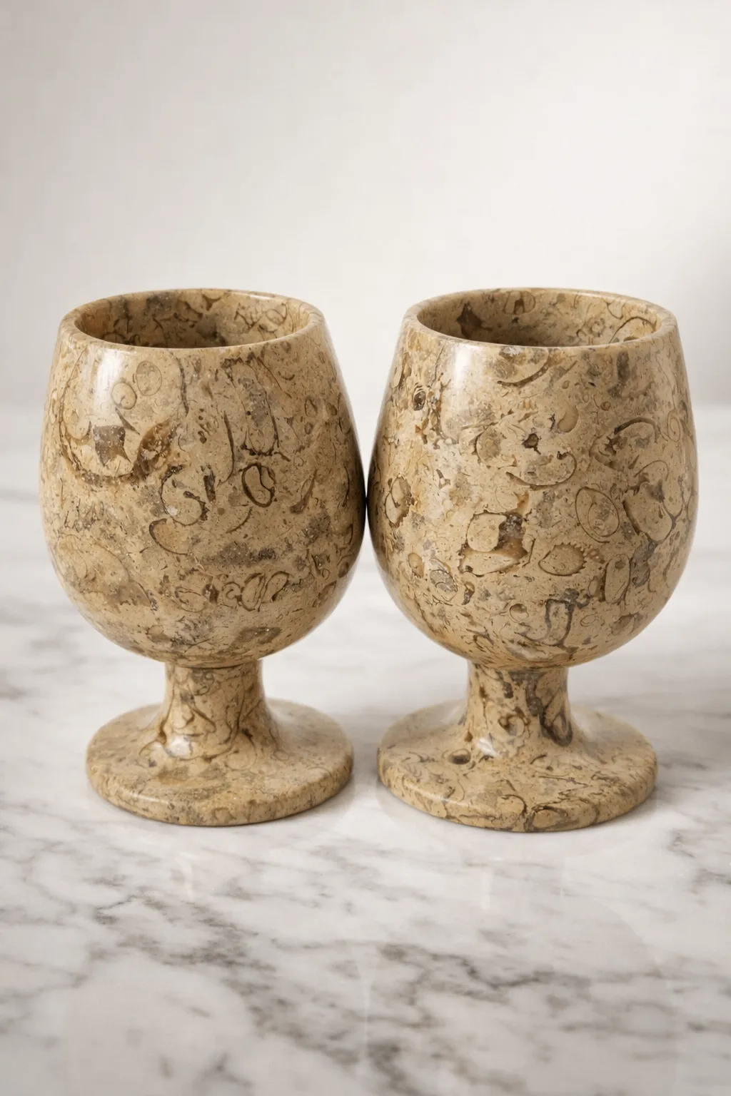 Fossil marble stone cup set