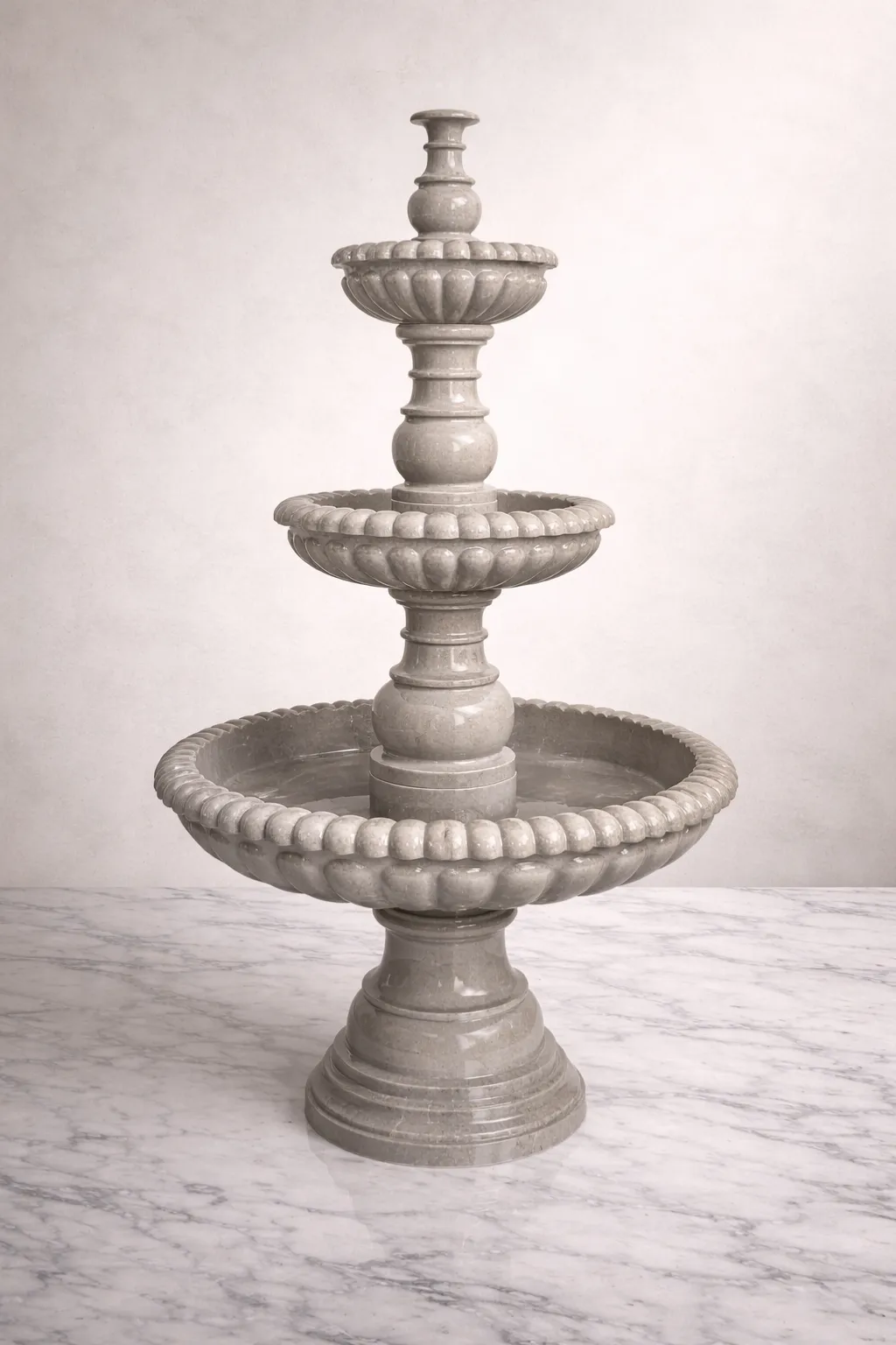 Grey marble multi tier garden water fountain