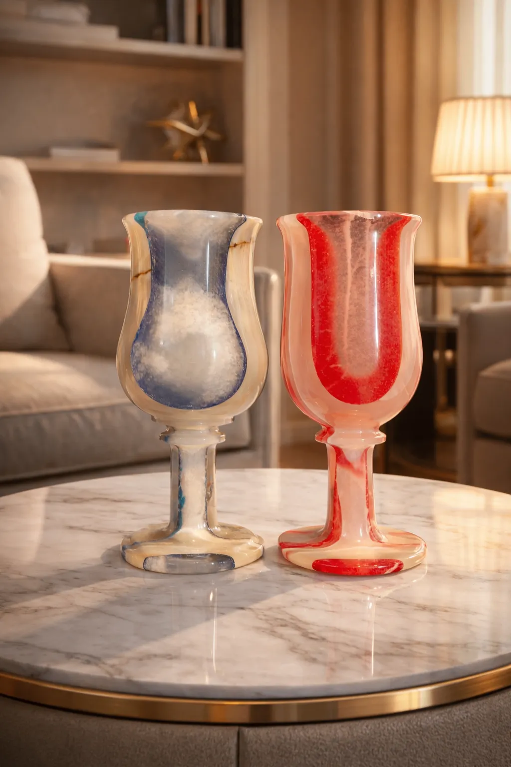 Decorative handcrafted onyx wine glass made from natural stone