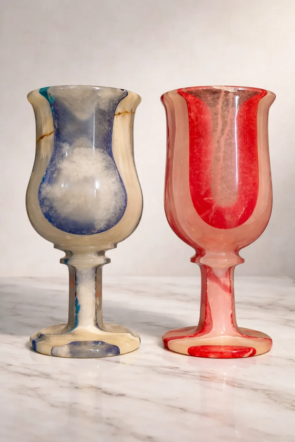 Decorative handcrafted onyx wine glass made from natural stone