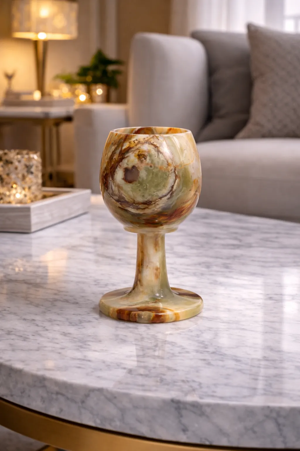 Natural onyx goblet cups set