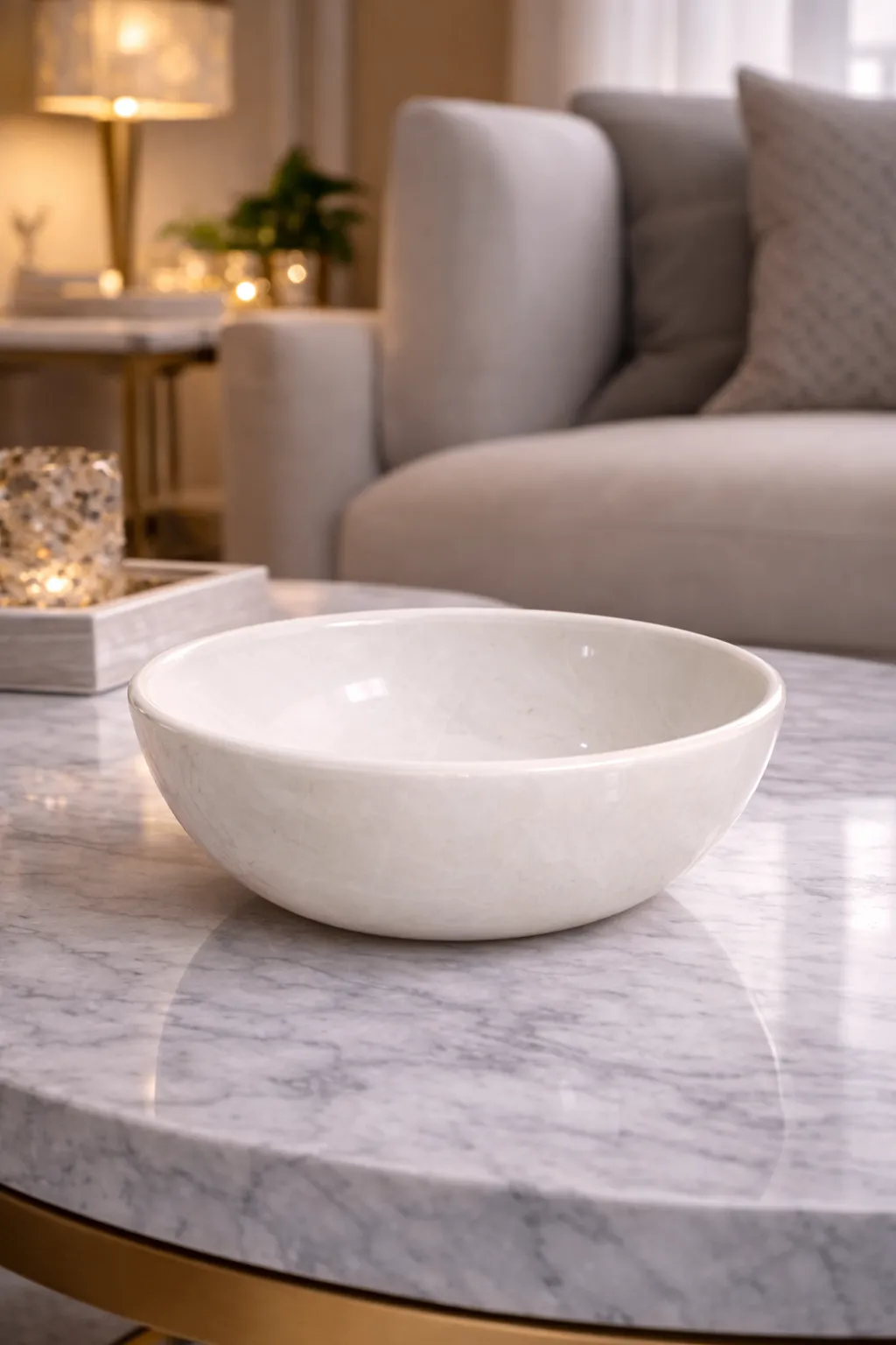 White onyx stone bowl